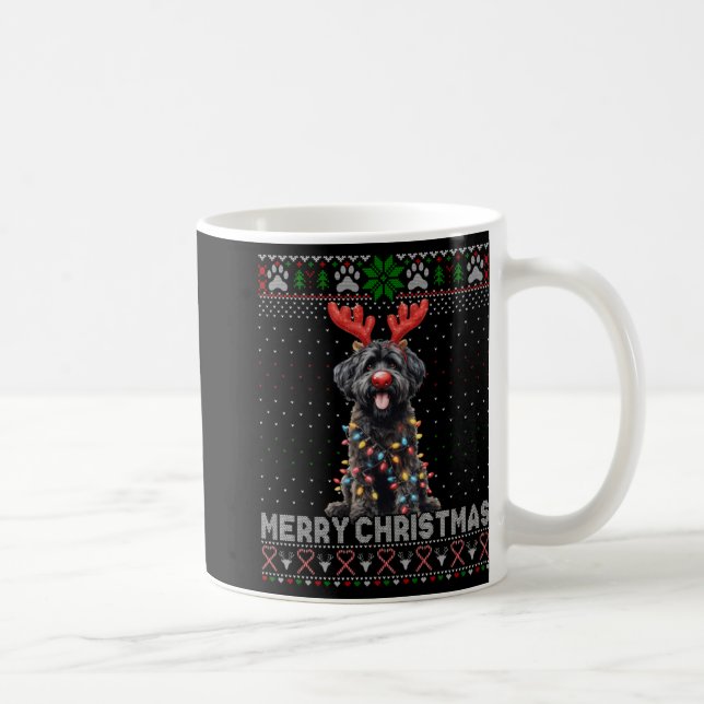 Merry Christmas Black Ao Dog Lover Ugly Xmas T Shi Coffee Mug (Right)