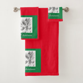 Merry Christmas Black Bear Bath Towel Set