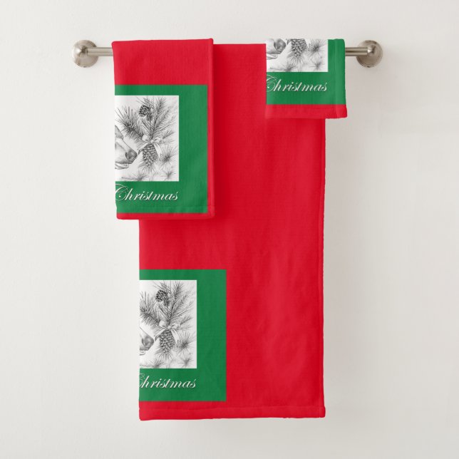 Merry Christmas Black Bear Bath Towel Set (Insitu)