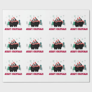 Merry Christmas Black Bears Wrapping Paper