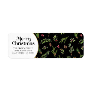 Merry Christmas Black botanical elegant modern