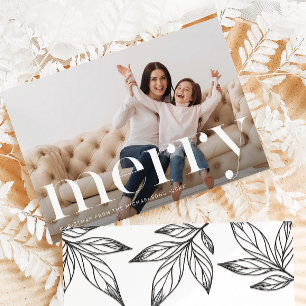 Merry Christmas Black Botanical Photo Invitation