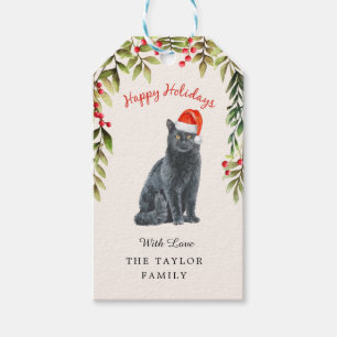 Merry Christmas Black Cat Lovers Gift Tags