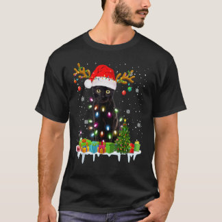 Merry Christmas Black Cats Santa Xmas Tree Reindee T-Shirt