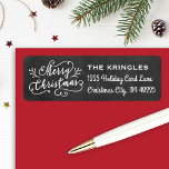 Merry Christmas Black Chalkboard Return Address<br><div class="desc">Elegant white "Merry Christmas" script with decorative flourishes brings rustic charm to this black chalkboard-style return address label. Hand-lettered typography and classic serif text bring timeless holiday character. Personalize with your family name and address for Christmas card mailings. A festive finish for every holiday envelope.</div>