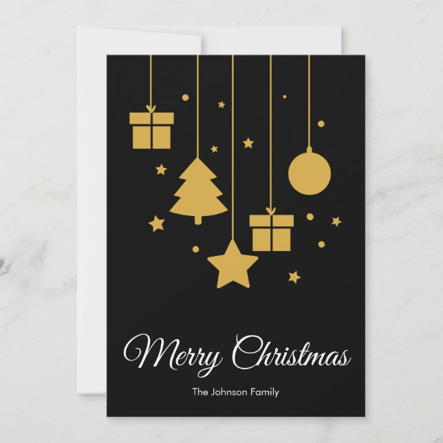 Merry Christmas Black Christmas Card (Front)