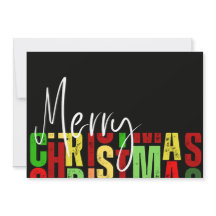 Merry christmas Black colourful Greeting Card