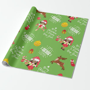 Merry Christmas Black Elf Girl Wrapping Paper