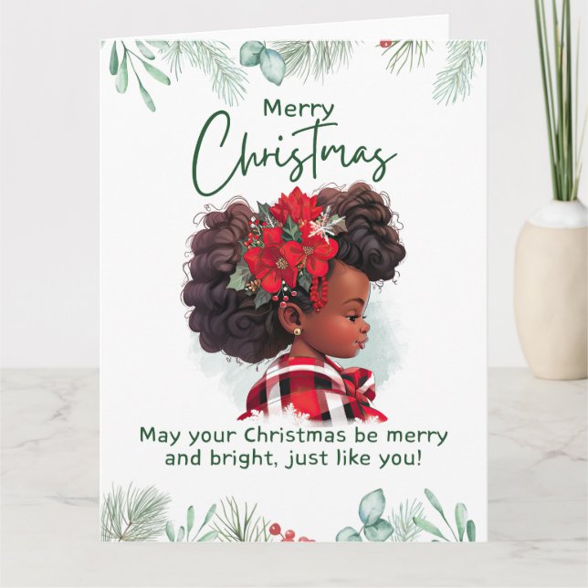 Merry Christmas Black Girl Magic Melanin Xmas Fun Card (Front)