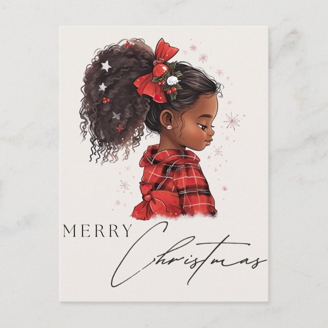 Merry Christmas Black Girl Magic Melanin Xmas Fun Holiday Postcard (Front)
