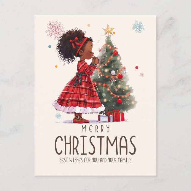 Merry Christmas Black Girl Magic Melanin Xmas Fun Holiday Postcard (Front)