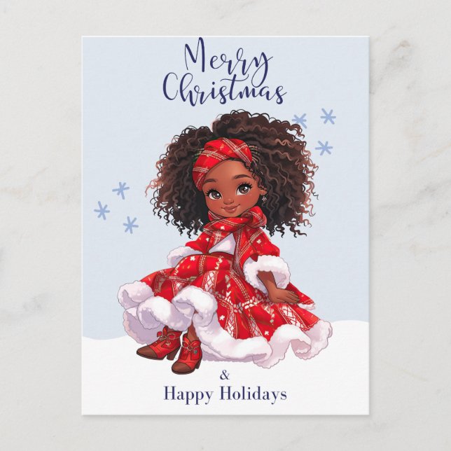 Merry Christmas Black Girl Magic Melanin Xmas Fun Holiday Postcard (Front)