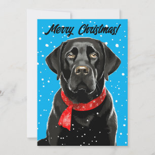Merry Christmas Black Lab Retriever Holiday Card