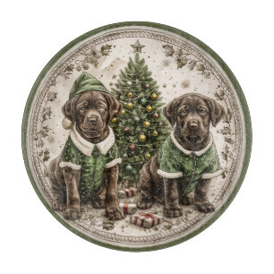 Merry Christmas Black Labrador Retriever Puppy Cutting Board