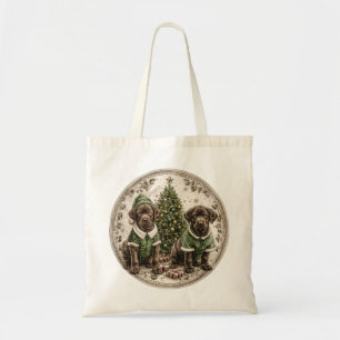 Merry Christmas Black Labrador Retriever Puppy Tote Bag