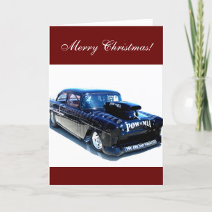 Merry Christmas Black POW custom classic car card