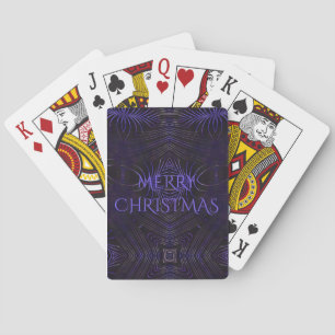 Merry Christmas Black Purple Kaleidoscope Design Playing Cards