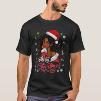 Merry Christmas Black Queen Girl African Santa Mel
