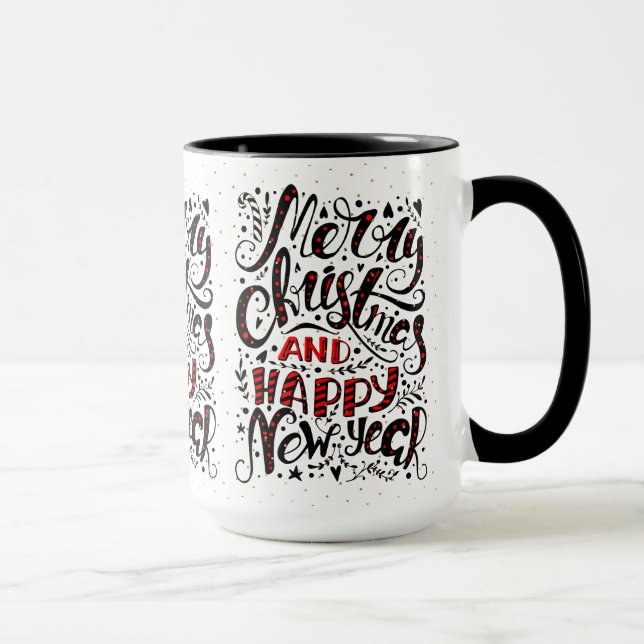 Merry Christmas Black & Red Elegant Typography Mug (Right)