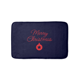 Merry Christmas Black Rock Blue Classical Unique Bath Mat