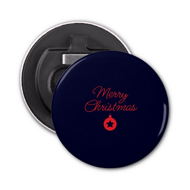Merry Christmas Black Rock Blue Classical Unique Bottle Opener (Front)