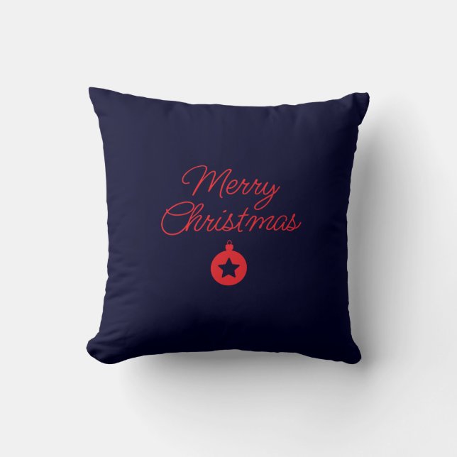 Merry Christmas Black Rock Blue Classical Unique Cushion (Front)