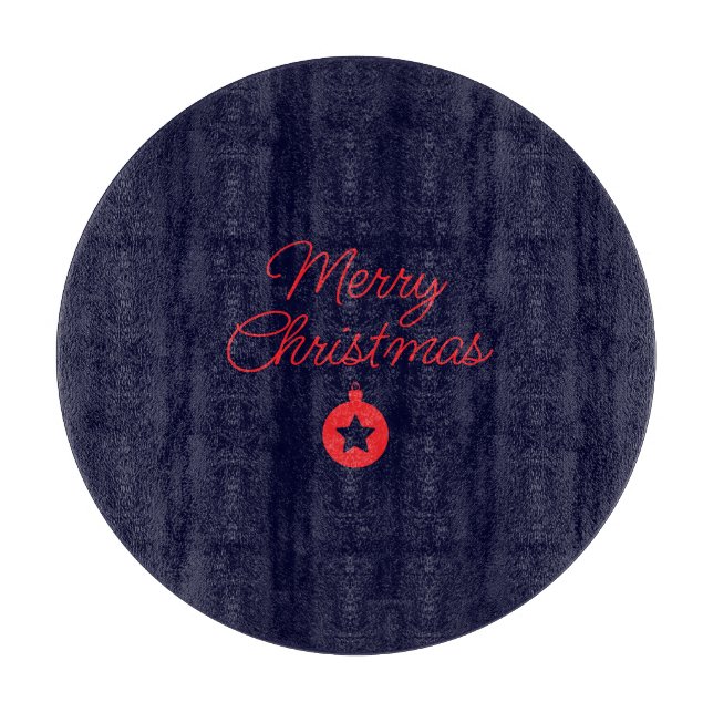 Merry Christmas Black Rock Blue Classical Unique Cutting Board (Front)