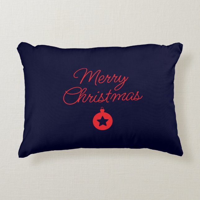Merry Christmas Black Rock Blue Classical Unique Decorative Cushion (Front)