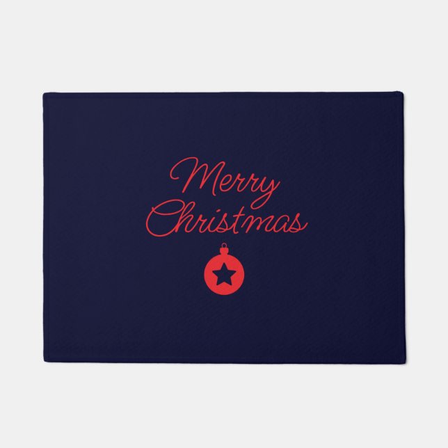 Merry Christmas Black Rock Blue Classical Unique Doormat (Front)