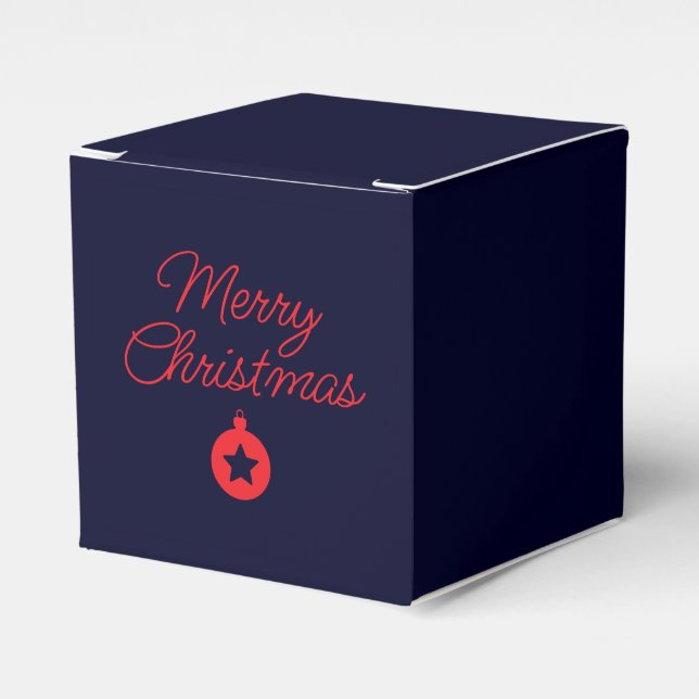 Merry Christmas Black Rock Blue Classical Unique Favour Box (Front Side)