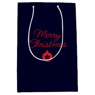 Merry Christmas Black Rock Blue Classical Unique Medium Gift Bag