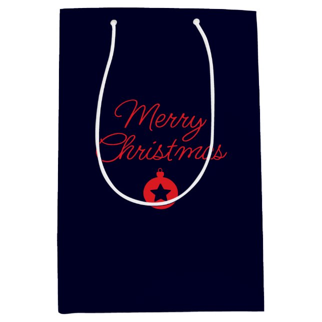 Merry Christmas Black Rock Blue Classical Unique Medium Gift Bag (Front)