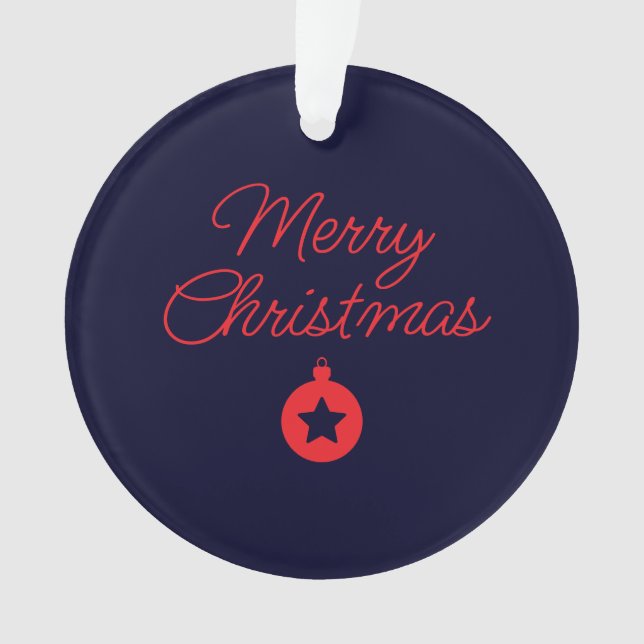 Merry Christmas Black Rock Blue Classical Unique Ornament (Front)