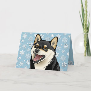 Merry Christmas Black Shiba Inu Customisable Card