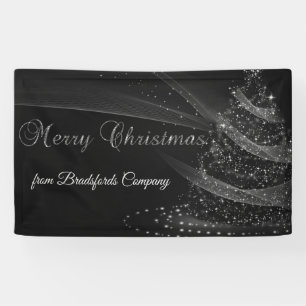 Merry Christmas,Black Silver ChristmasTree Company Banner
