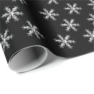Merry Christmas Black Snowflakes Wrapping Paper