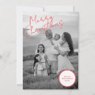 Merry Christmas Black & White Family Photo Holiday Card