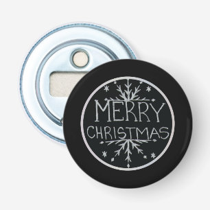 Merry Christmas black white hand painted snow uniq Bottle Opener