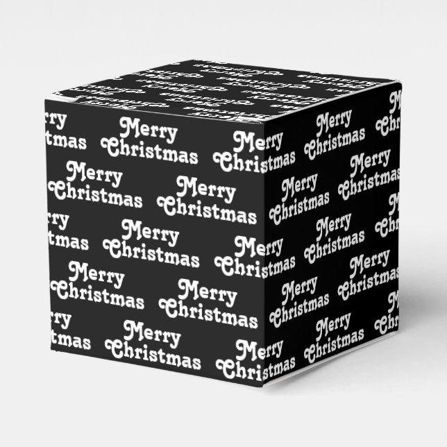 "Merry Christmas" black white Holiday Gift Favour Box (Front Side)