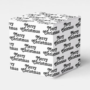Merry Christmas black white pattern Holiday Gift Favour Box