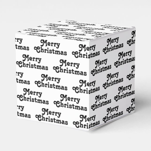 Merry Christmas black white pattern Holiday Gift Favour Box (Front Side)