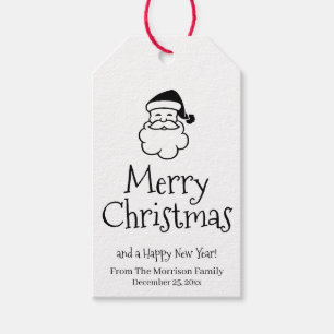 Merry Christmas black white Santa custom cute Gift Tags