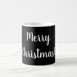 Merry Christmas Black & White Typography Festive Coffee Mug