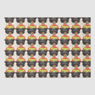 Merry Christmas, Black Woman, Bright Sweater Gift Tissue Paper