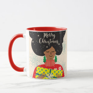 Merry Christmas, Black Woman, Bright Sweater Mug
