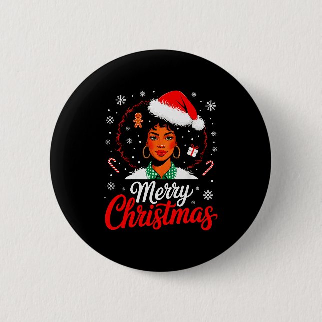 Merry Christmas Black Women African American Xmas  6 Cm Round Badge (Front)