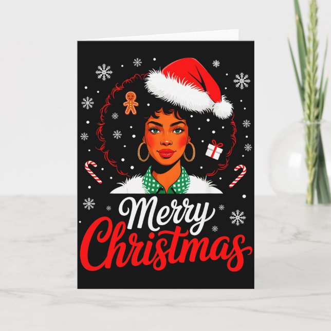 Merry Christmas Black Women African American Xmas  Card (Front)