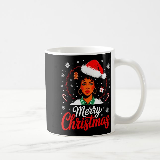Merry Christmas Black Women African American Xmas  Coffee Mug (Right)