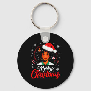 Merry Christmas Black Women African American Xmas  Key Ring