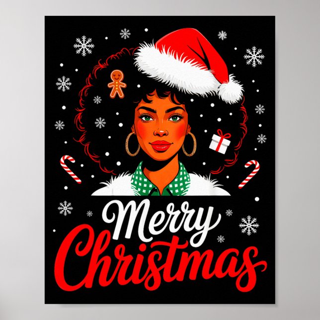 Merry Christmas Black Women African American Xmas  Poster (Front)
